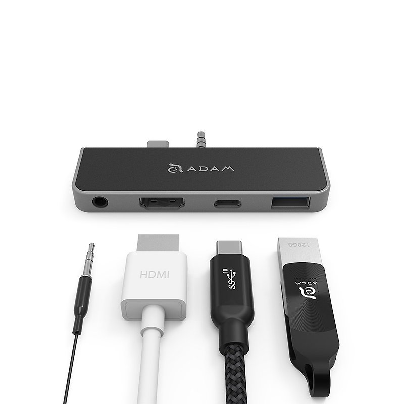 ADAM 亞果元素 Hub S4 USB-C Surface Go 4 合 1 轉接器 - 電腦配件 - 塑膠 黑色
