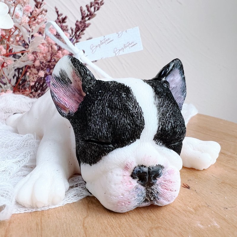 Sleeping French Bulldog Scented Candle Black and White Double 11 Limited- - Candles & Candle Holders - Wax Black