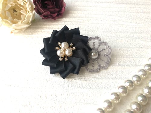 Rosette Valletta Ribbon Black - Shop flor-accessory Hair