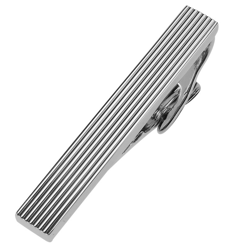 47mm Etched Line Tie Clips - Ties & Tie Clips - Other Metals Silver