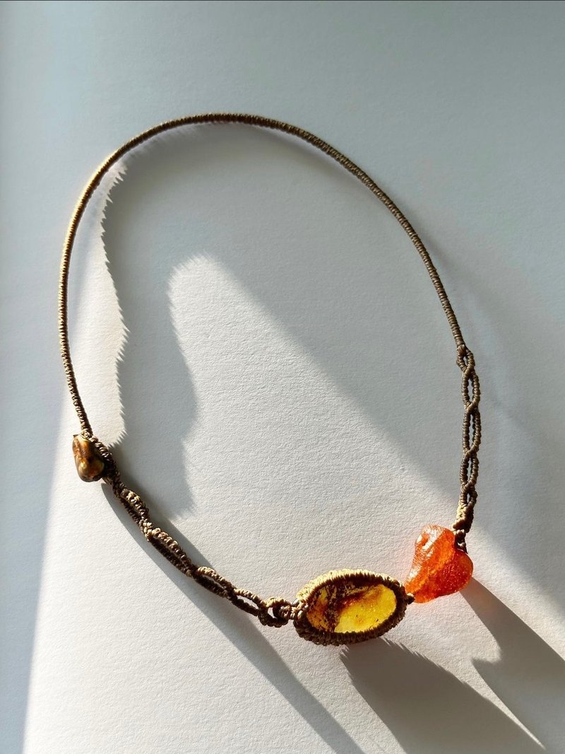 Baltic amber choker necklace - Necklaces - Gemstone Brown