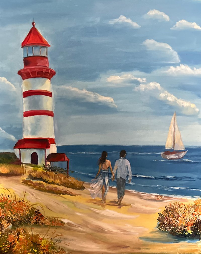 Modern painting . Farewell to summer - 壁貼/牆壁裝飾 - 棉．麻 橘色