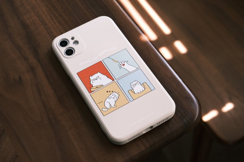 Happy Cat Happy Life 燕麥色防摔手機殼 - 手機殼/手機套 - 塑膠 卡其色
