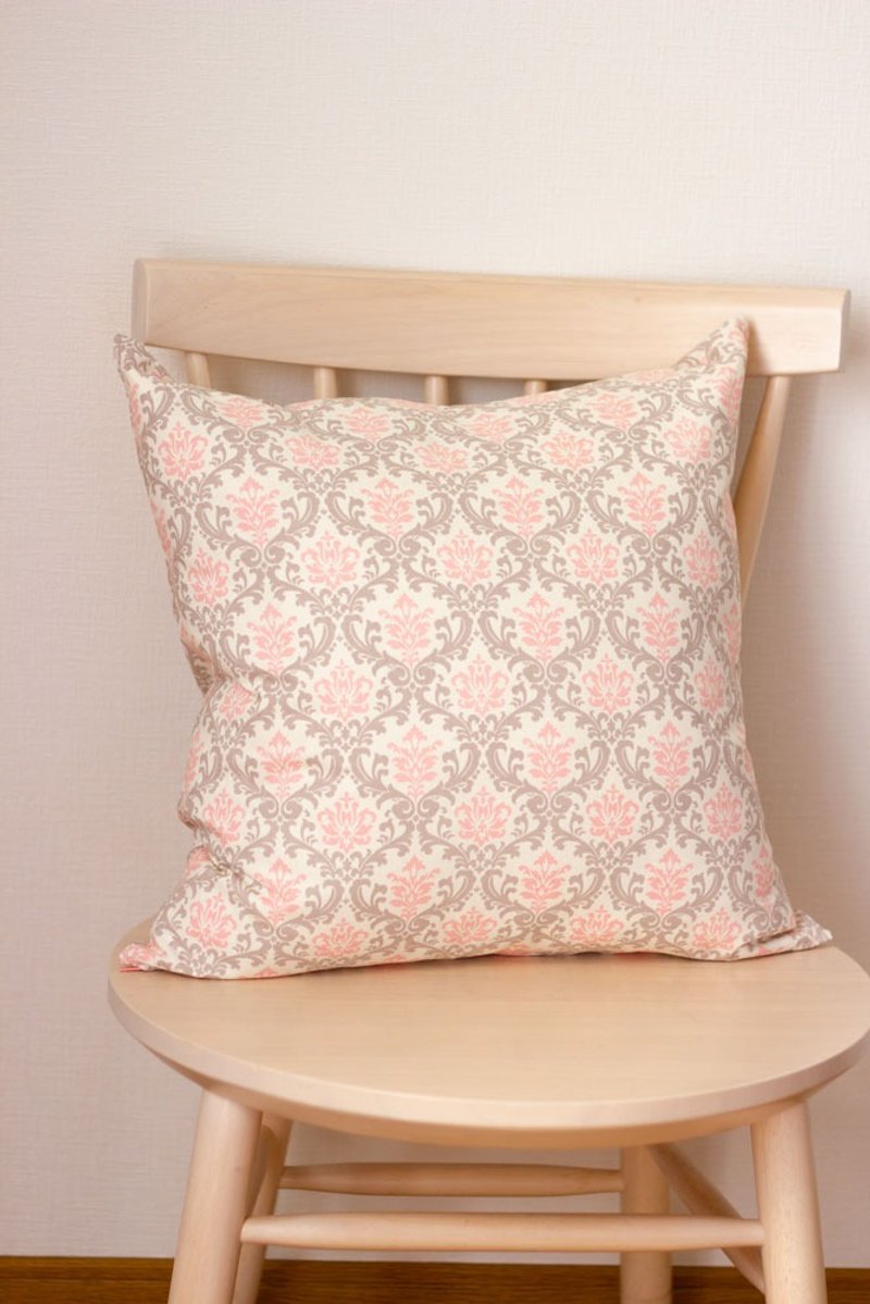 cushion cover pink damask - Pillows & Cushions - Cotton & Hemp Pink