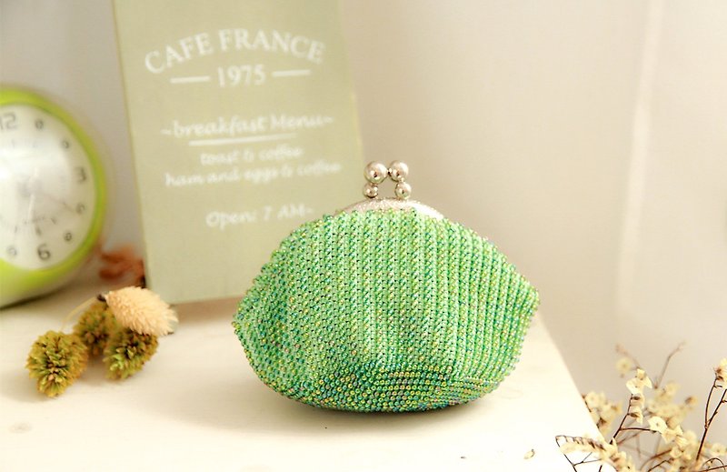 [Good day] handmade handmade beads bag - กระเป๋าใส่เหรียญ - วัสดุอื่นๆ สีเขียว