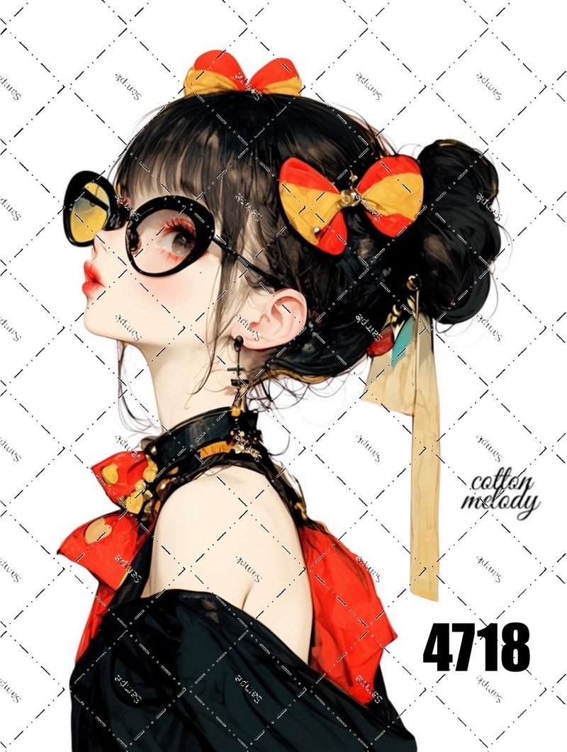 original sticker no.4718 人物ステッカー オリジナルステッカー オリジナル人物ステッカー 装飾ステッカー cotton melody - 貼紙 - 紙 