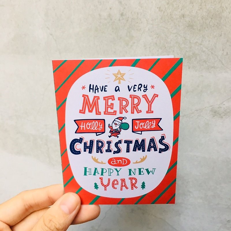 Christmas card-holly jolly - การ์ด/โปสการ์ด - กระดาษ 