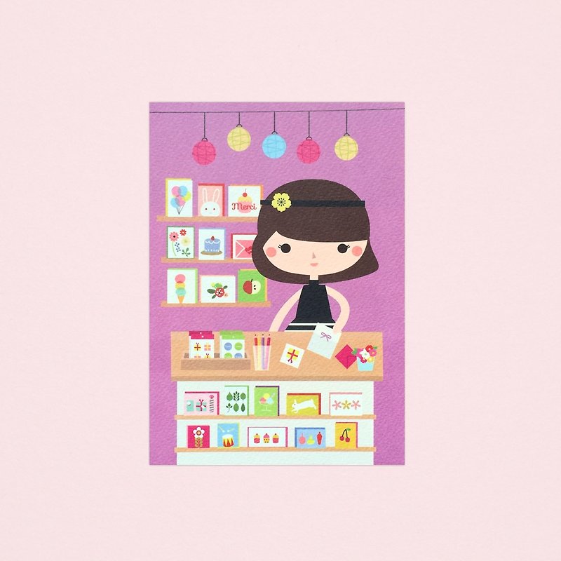 [Girls and Their Shops] sophia's card store - Postcard - Cards & Postcards - Paper Purple