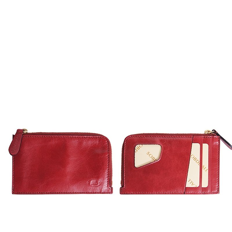 Cassette coin purse - กระเป๋าใส่เหรียญ - หนังแท้ สีแดง