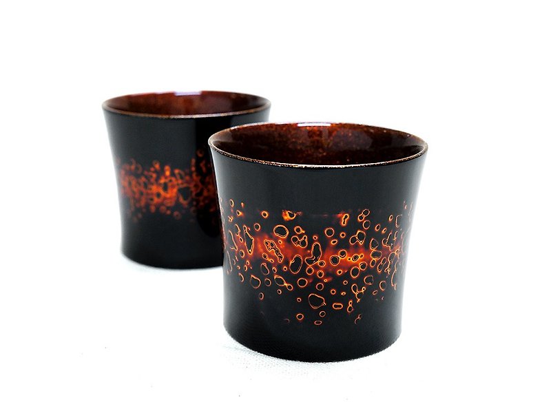 【Richu Lacquer Art】Natural Lacquerware Wide Mouth Cup Water Sound‧Gold - Bar Glasses & Drinkware - Wood Gold