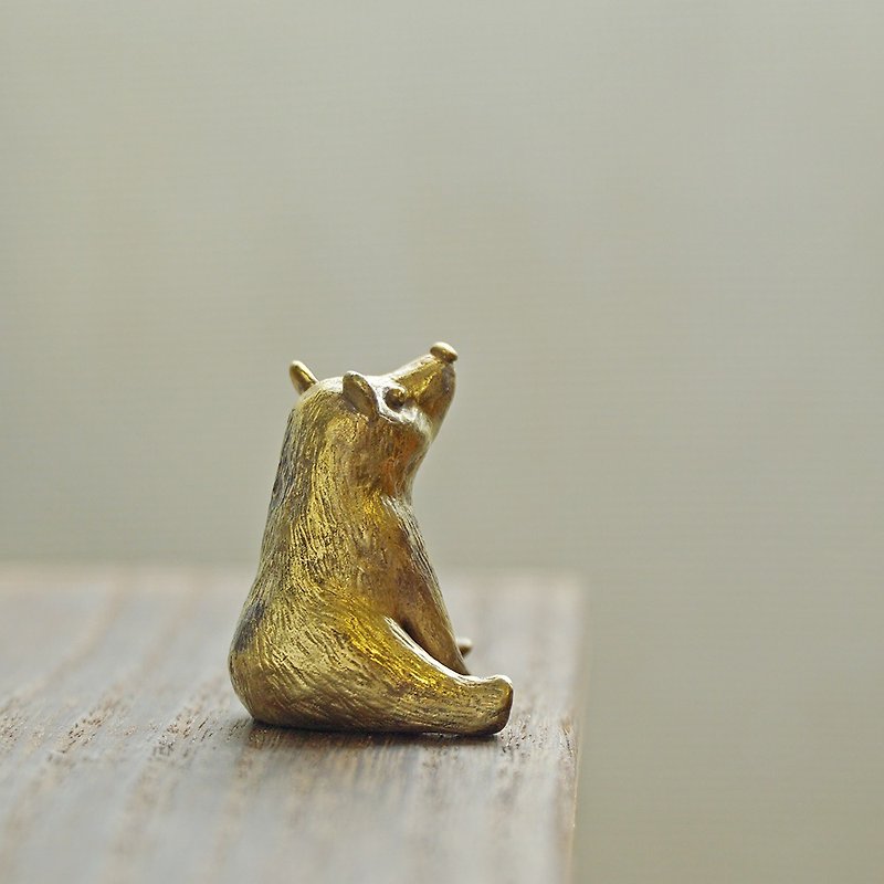 Forest Bear Salsa Bronze Puppet/Ornament/Healing - Items for Display - Copper & Brass Gold