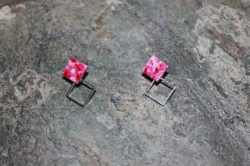 Pin earrings red clay Wife - ต่างหู - ดินเผา สีแดง