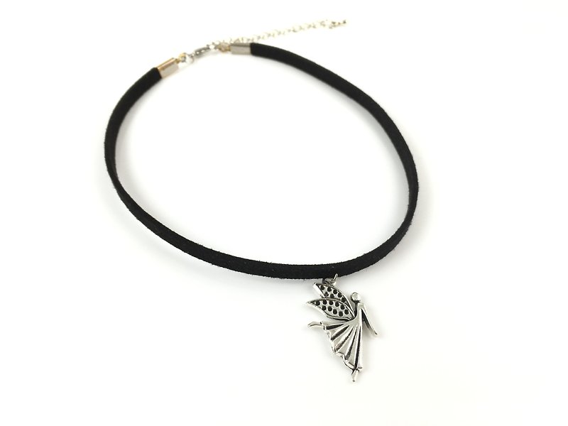 Little angel necklace - Necklaces - Genuine Leather Black