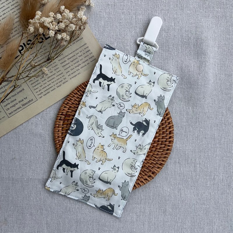 Strictly selected Korean thin cotton cat daily Chai Chai daily kindergarten handkerchief clip handkerchief can be customized - Bibs - Cotton & Hemp White