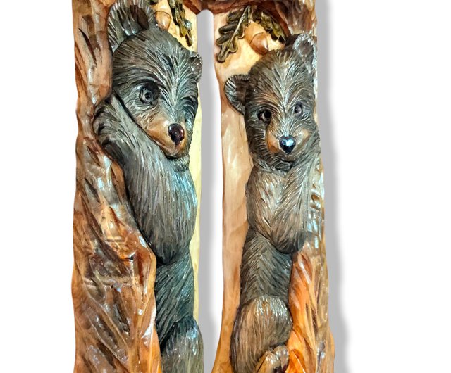 木彫り キツネ 置物 木彫り◇北海道 キツネの木彫り 置物 昭和レトロ