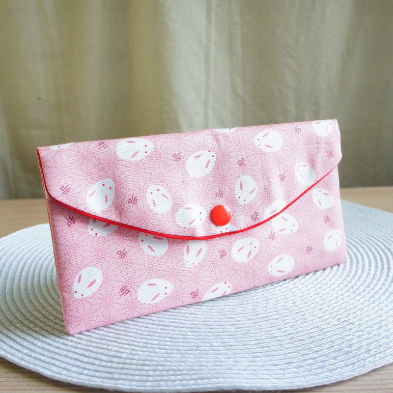 Lovely [Reunion and Year of the Rabbit Red Envelope Bag, Pink] Passbook Set, Cash Storage Bag - Chinese New Year - Cotton & Hemp Pink