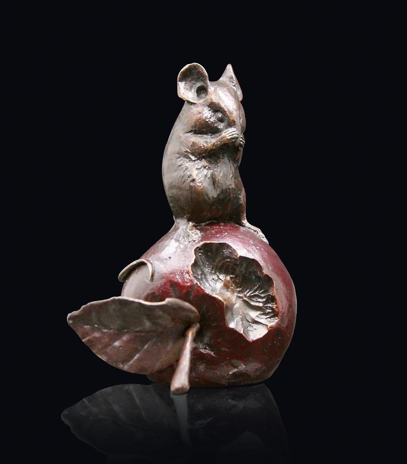 Mouse on Apple - Michael Simpson (Limited Edition Solid Bronze Sculpture) - Items for Display - Other Metals Gold