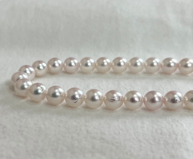照り強 パール 本真珠 あこや シルバー刻印 ネックレス 7.6mm