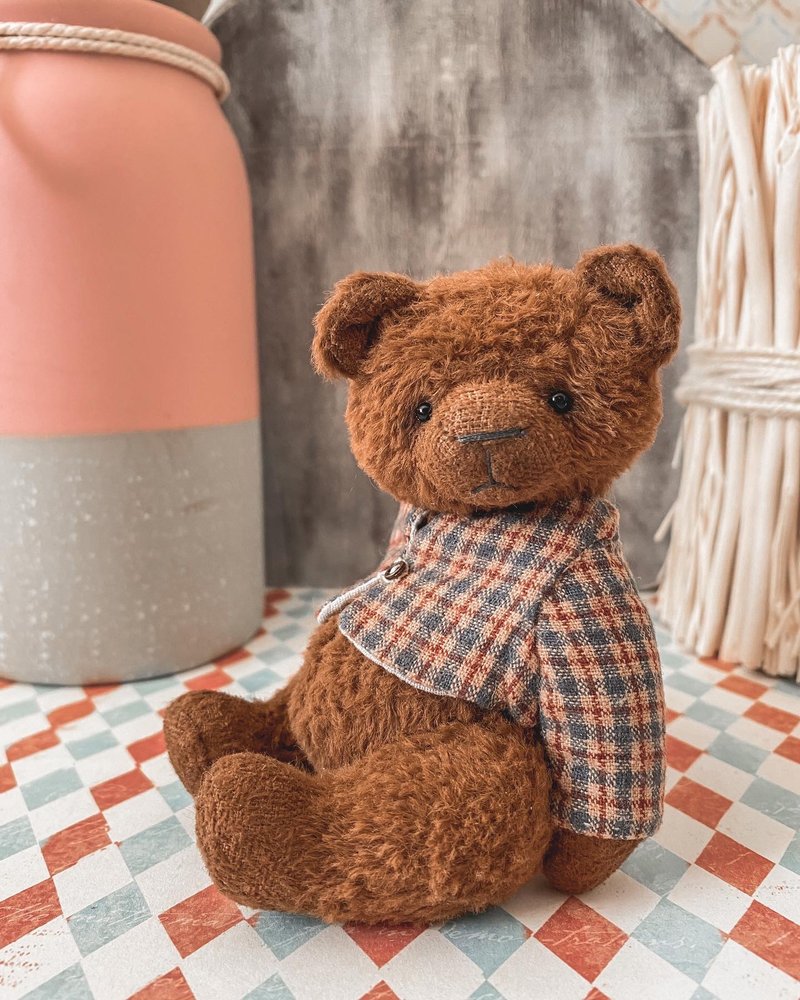 Miniature teddy bear, brown teddy OOAK - 公仔/玩偶 - 其他材質 咖啡色