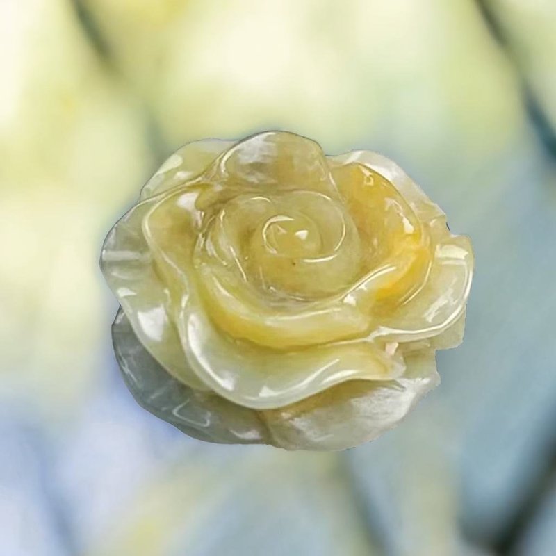 【似玉如花】飄黃翡翡翠牡丹花項鍊 | 天然緬甸玉A貨翡翠 | 送禮 - 項鍊 - 玉石 多色