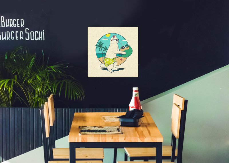 無框畫(20*20cm) |來自夏威夷的貓 畢業 禮物 畢業季 - 海報/掛畫/掛布 - 其他材質 卡其色