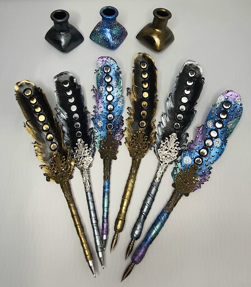 ballpoint pen,leather pen,wedding,dip pen,gift,gel pen,cosplay,moon - 原子筆/中性筆 - 真皮 多色