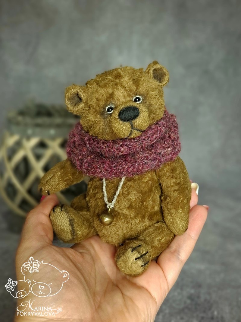 Cute teddy bear gift. Christmas gift. Artist teddy bear. - Stuffed Dolls & Figurines - Other Materials Brown