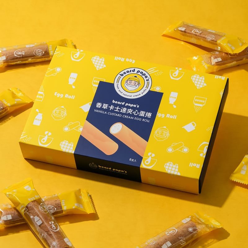 【beard papa's】custard stuffed egg rolls (160g) 8 pieces - Handmade Cookies - Other Materials Yellow