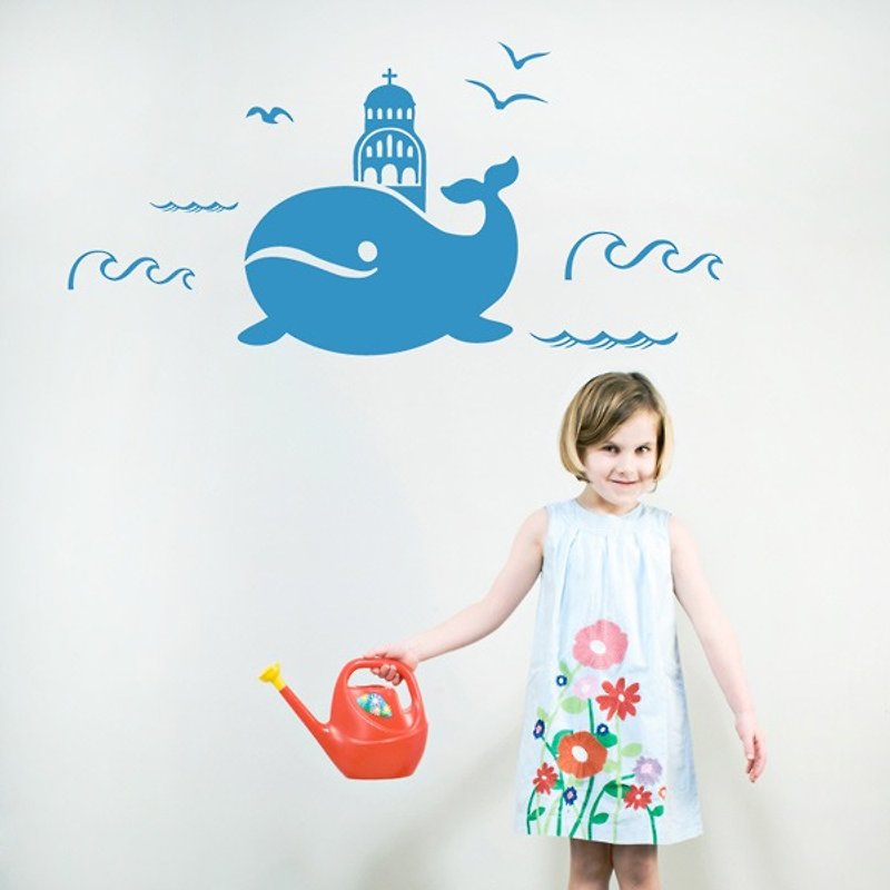 Smart Design creative seamless wall stickers whale nautical dream (8 colors optional) - Wall Décor - Paper Blue