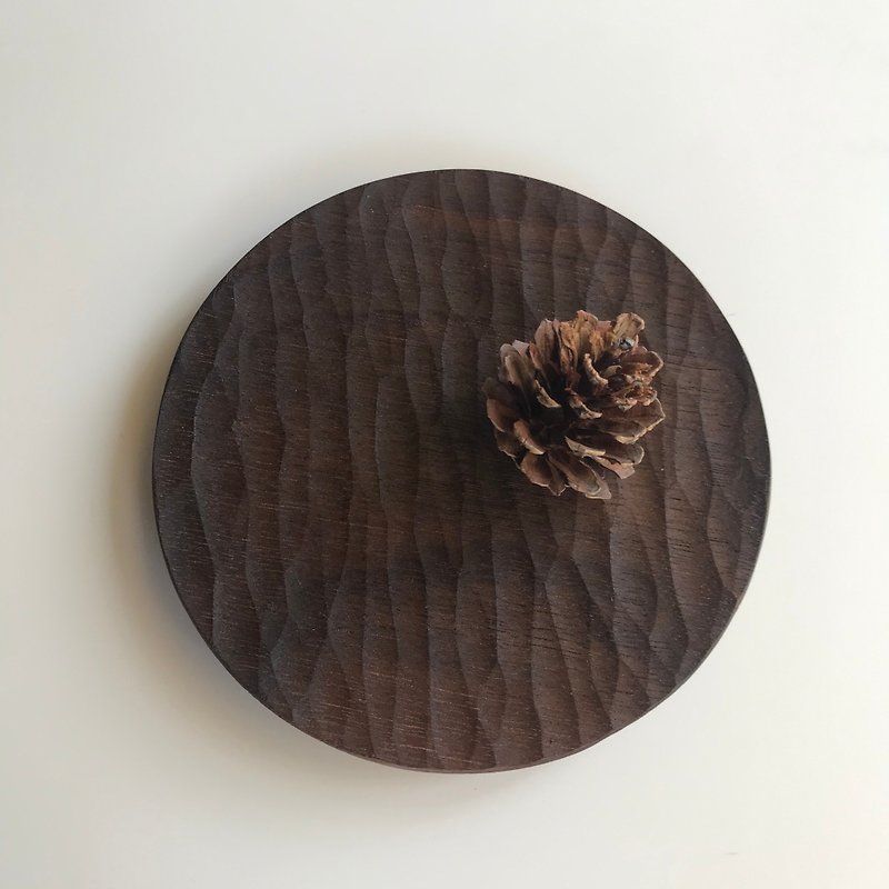 受注制作　ブラックウォルナットの丸い器 - 小皿 - 木製 ブラウン