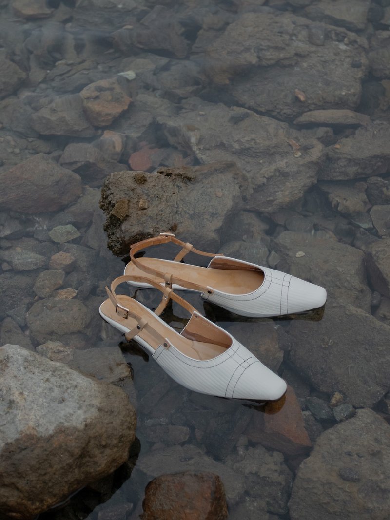 small square toe marble heels - รองเท้าหนังผู้หญิง - หนังแท้ สึชมพู