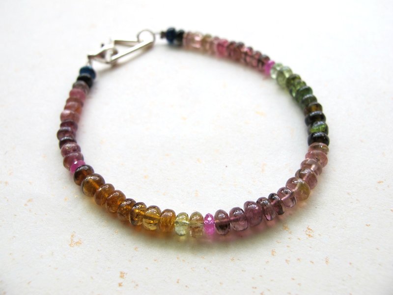 Multicolor tourmaline x925 silver [Frequent] - Handmade natural stone series - Bracelets - Crystal Multicolor