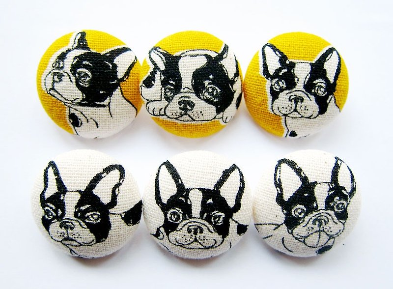Cloth button button knitting sewing handmade material Boston terrier button DIY material - Knitting, Embroidery, Felted Wool & Sewing - Paper Yellow