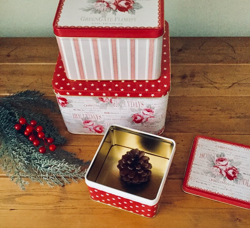 聖誕節限定免運 丹麥Green Gate Sophie Red 三件組收納盒 餅乾盒 - 收納箱/收納用品 - 其他金屬 