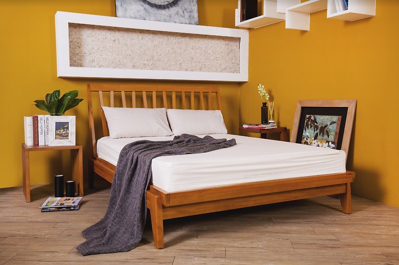 Victor teak geometric modeling bed frame - Double 5 ft - Other Furniture - Wood 
