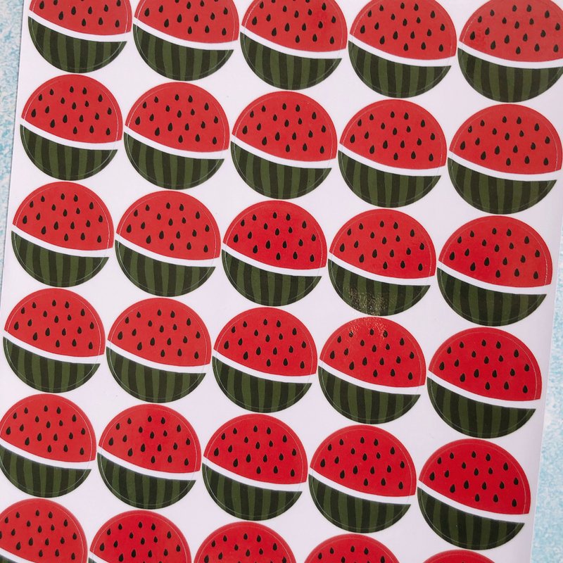 watermelon round sticker - สติกเกอร์ - กระดาษ ขาว