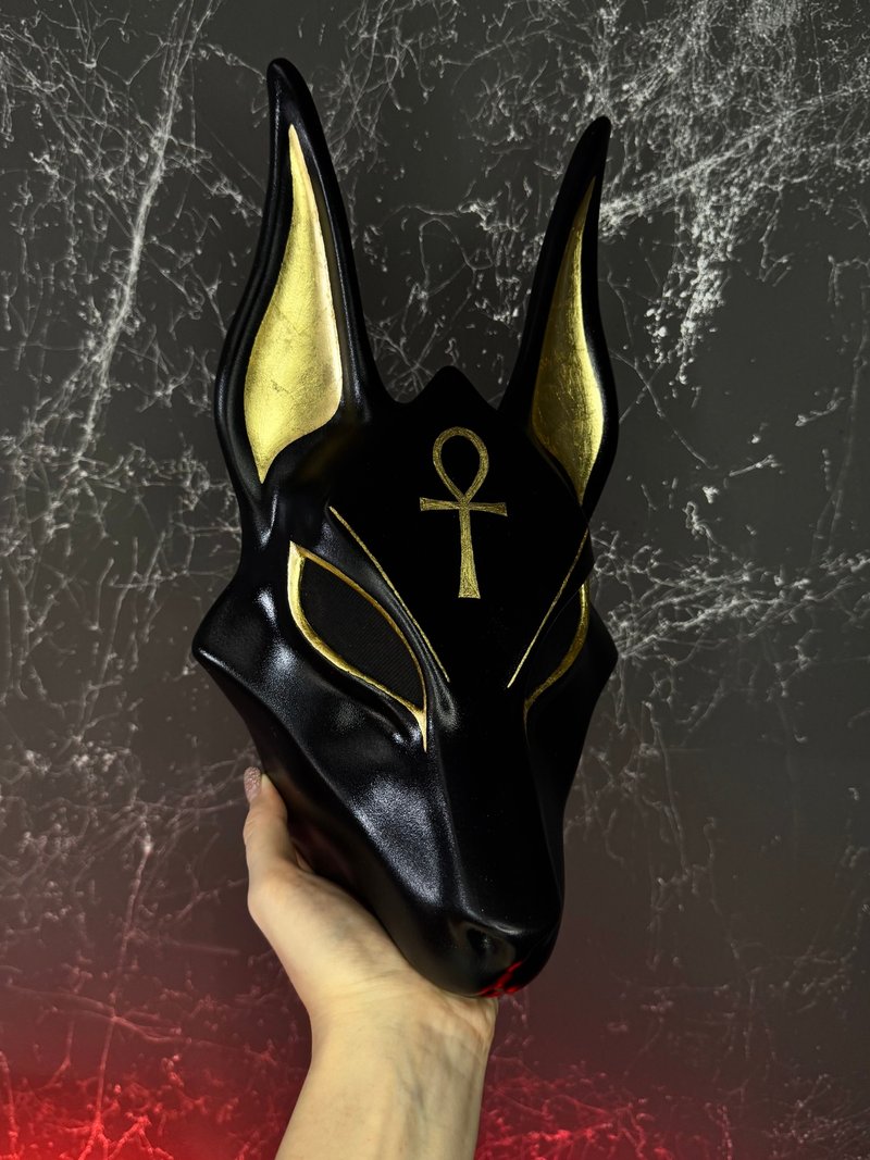 黑色阿努比斯面具附生命符、狼面具、埃及神祇角色扮演用面具 - 其他 - 樹脂 黑色