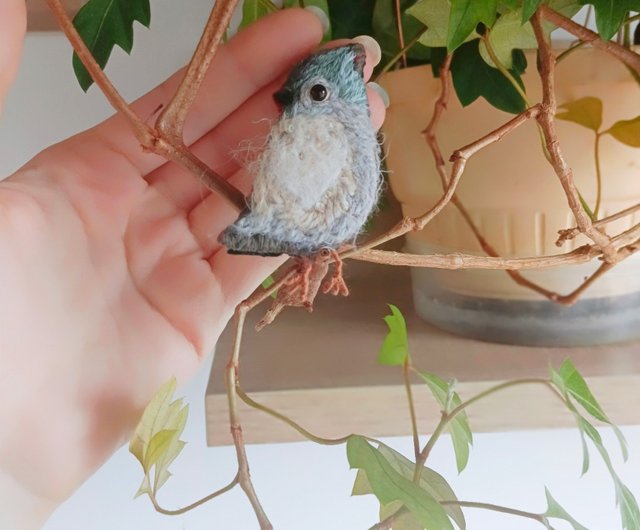 鳥ブローチ刺繍アートピンギフト - ショップ CottaTerraCotta