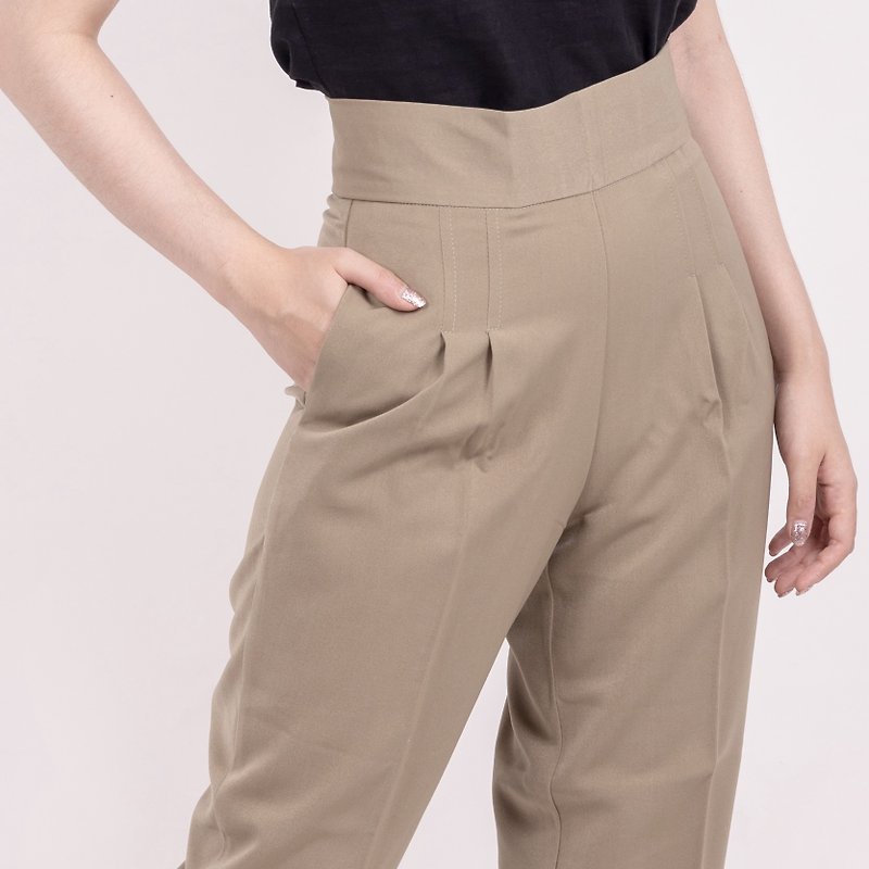 Skinny Pants in Nude | Best Seller Trousers | High Waist - Women's Pants - Eco-Friendly Materials Khaki