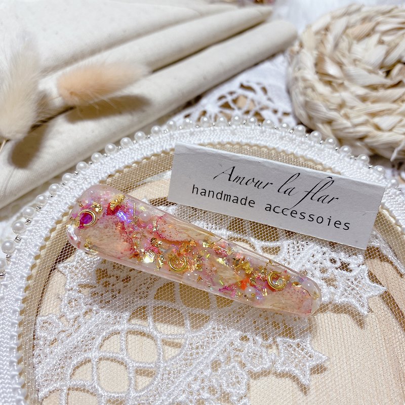 [Molafu hand-made design] Dry flower hairpin cherry blossom powder series - เครื่องประดับผม - เรซิน สึชมพู
