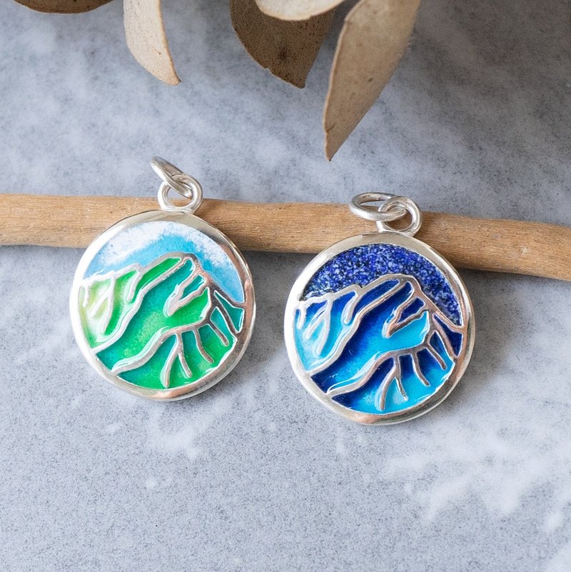 純銀琺瑯【玉山】台灣百岳手工925純銀項鍊 - 項鍊 - 純銀 多色