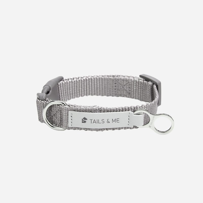 [Tail and me] Classic nylon belt collar silver gray L - Collars & Leashes - Nylon 