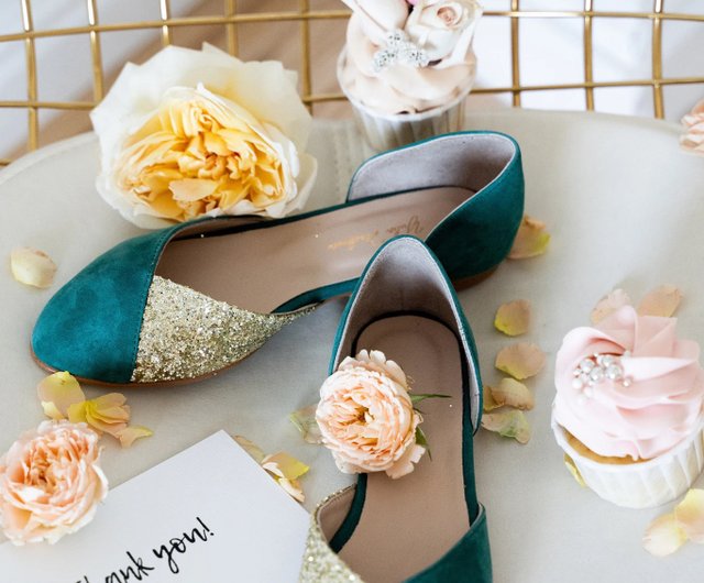 Emerald bridal sale shoes