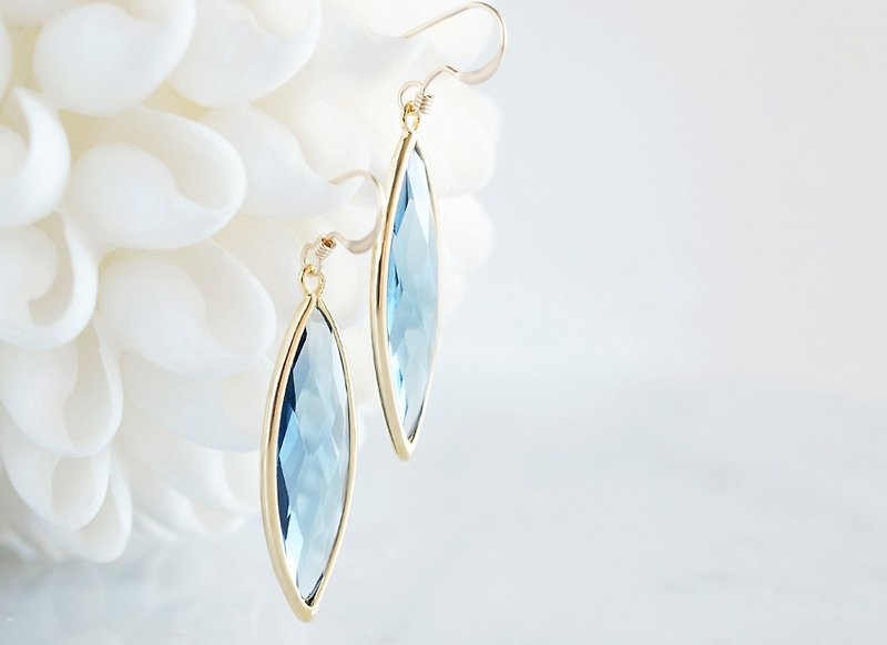 【14KGF】Earrings,-Marquise,Montana- - 耳環/耳夾 - 玻璃 藍色