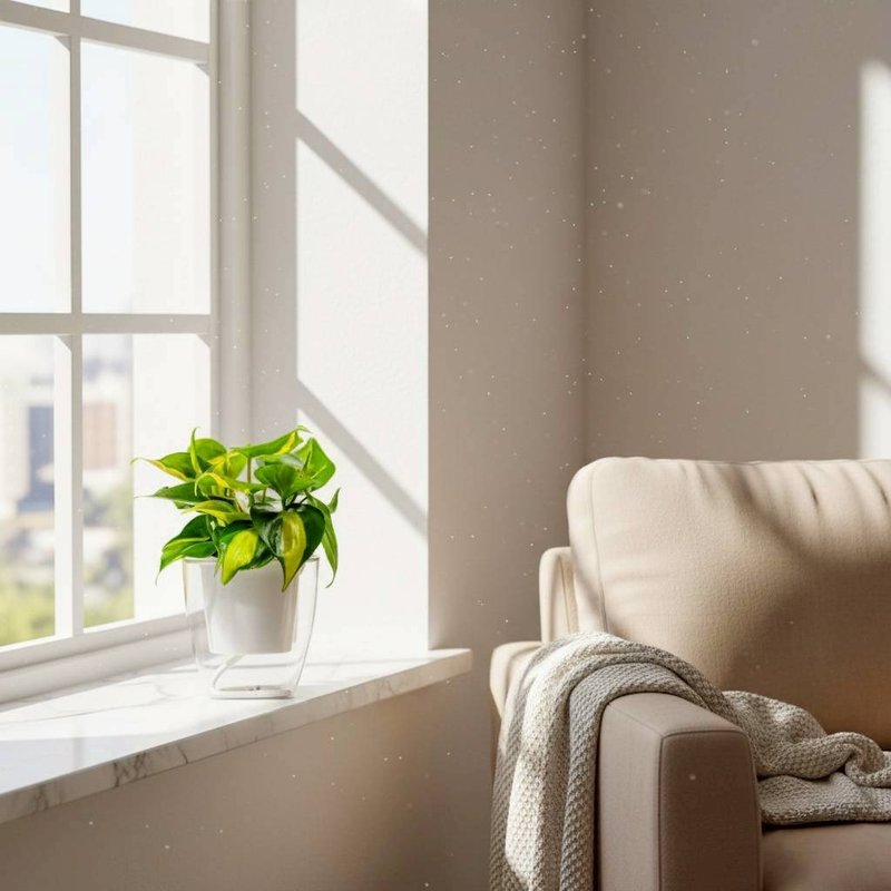 Variegated Heartleaf Philodendron | Self-Watering Square Pot | Indoor Plant | Foliage Plant | Gift | Potted Plant - ตกแต่งต้นไม้ - พืช/ดอกไม้ สีเขียว