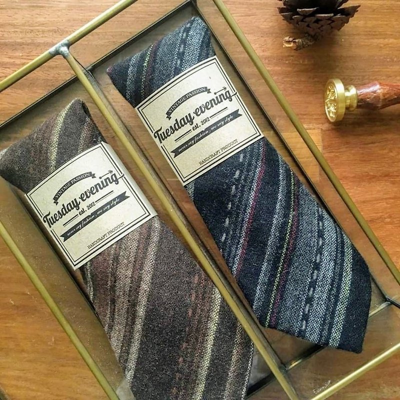 Necktie Black | Brown Persian Wool - 領呔/呔夾 - 羊毛 多色
