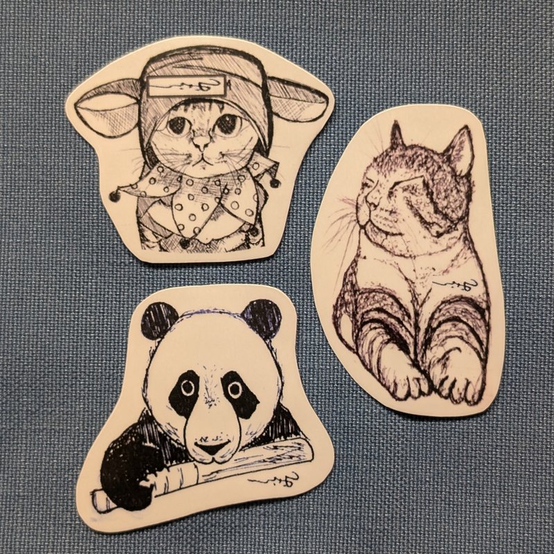 Tattoo stickers/hand-drawn cats and pandas - Temporary Tattoos - Paper 