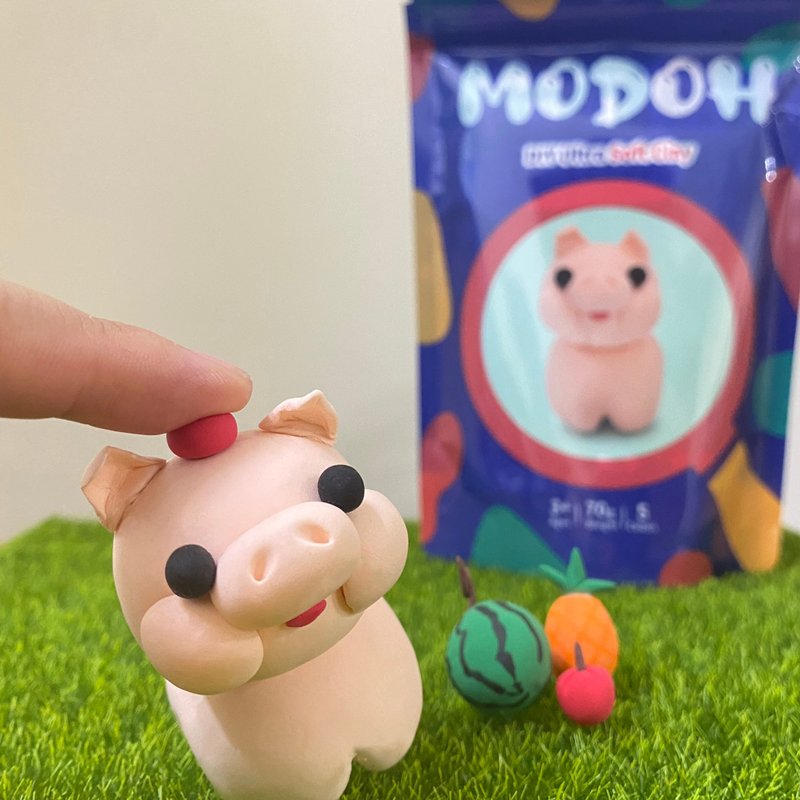 DIY 手作包 Mini小動物【小粉豬】墨朵單品 超輕黏土組 - 其他 - 黏土 粉紅色