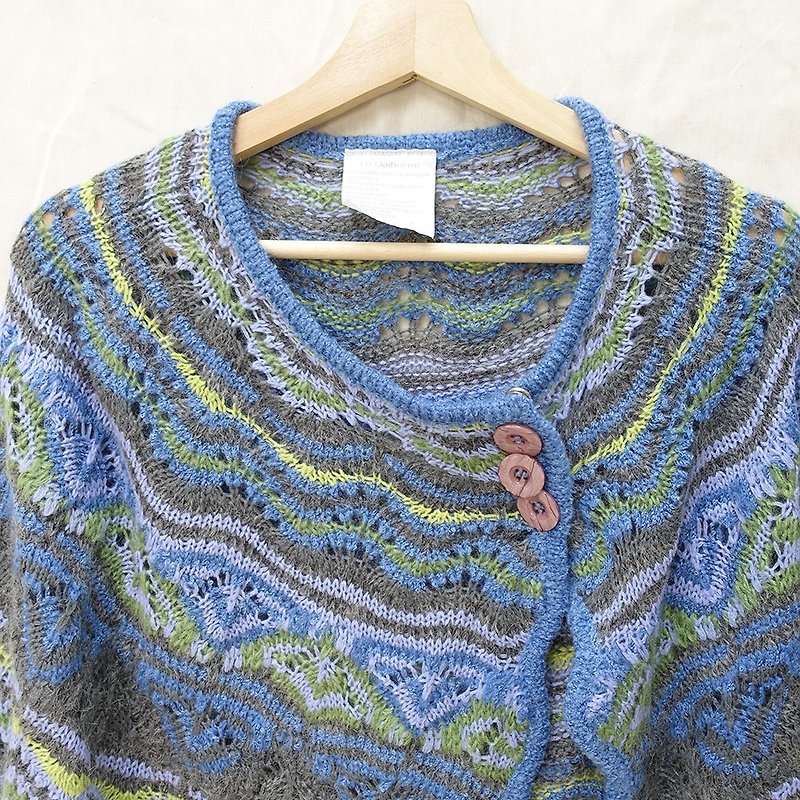 │Slowly│ Color knitting/vintage cloak│vintage.Retro.Art - เสื้อกั๊กผู้หญิง - เส้นใยสังเคราะห์ หลากหลายสี