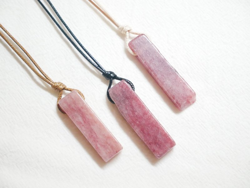 天然草莓晶原石頸鍊項鍊 礦石項鍊 頸繩 簡約風 - 項鍊 - 寶石 粉紅色